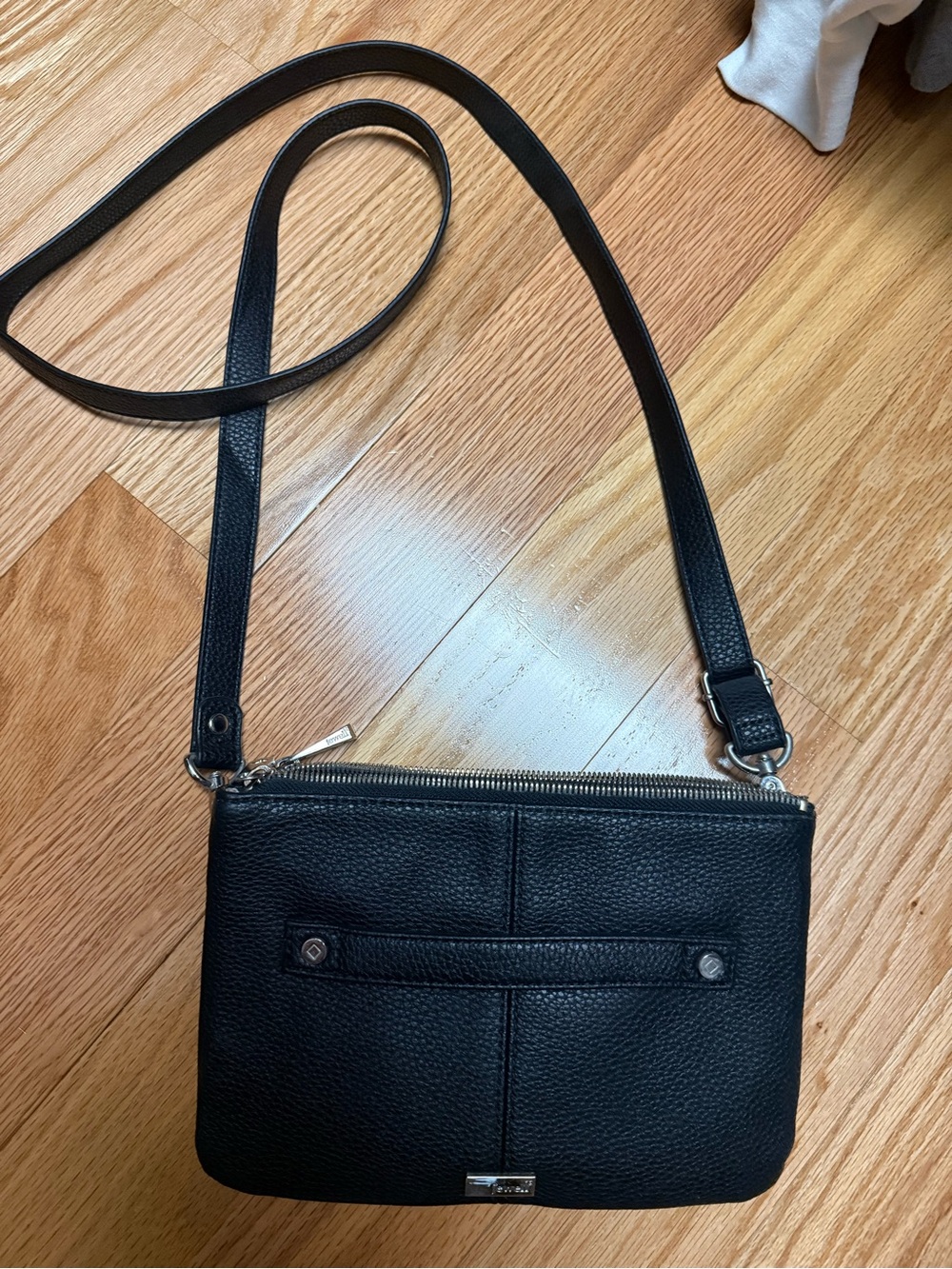 thirty-one Black Pebbled Leather Crossbody Bag